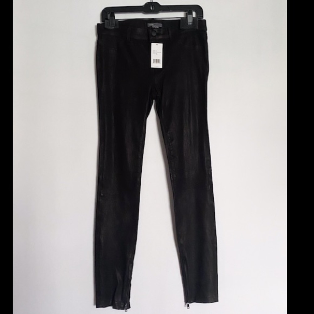 Vince Leather Ankle Zip Stretch Pants